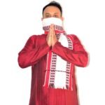 Manipuri Traditional Leirum(Lengyan Phee) Muffler worn around the head, Neck. Handwoven in White colour