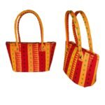 Assam Bag - Assam Ethnic Traditional Design Handmade/Handcrafted Ladies Multi Colour Hand Bag - Red & Yellow