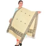 Ghicha Mix Silk Dupatta/Stole/Shawl. Handwoven/Handmade Shawl/Dupatta with Golden Colour with Black Border for Women/Ladies/Girls. (L:2.25 Meter, Width :0 .75 Meter)
