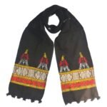Karbi Traditional Muffler/Scarf/Stole or Poho.Handwoven in Black colour with different design in borders. Size : LxB (165x20) cm.